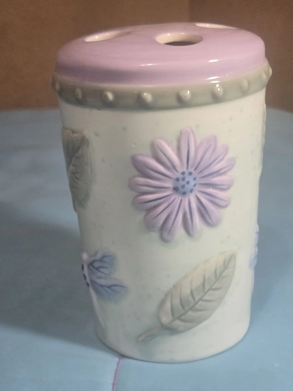Ceramic Lavender Floral Toothbrush Holder - Unbranded